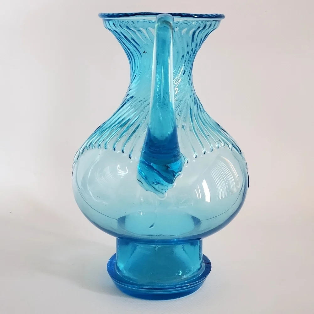Indiana Glass TIara Glass Water Pitcher Clear Blue Vintage MCM - Picture 2 of 7